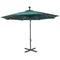Outsunny 10ft Solar LED Cantilever Umbrella: Outdoor Banana Parasol with Lights & Adjustable Angle for Backyard, Dark Green