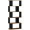 5-Tier Bookshelf, Geometric S Shaped Bookcase, Tall Narrow Display Shelf for for Living Room, Study Room, Rustic Brown