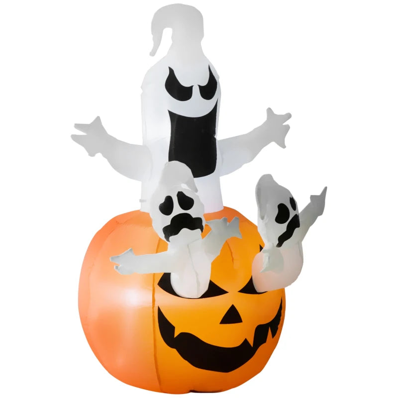 HOMCOM Inflatable Haunted Tree – LED Lighted Halloween Decoration with Owl, Ghost, and Pumpkins 