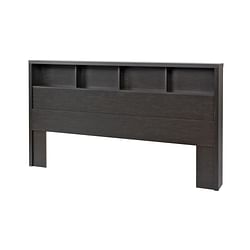 King size Bookcase Headboard in Washed Black Wood Finish - Free Shipping