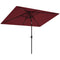 6' x 10' Patio Umbrella with 22 LED Solar Lights and Tilt, Rectangular Outdoor Table Umbrella with Crank, Wine Red