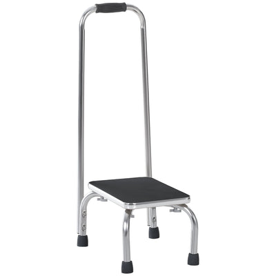 HOMCOM Metal Step Stool with Handle 1-Step Ladder Wide Anti-Slip for Outdoor Indoor 