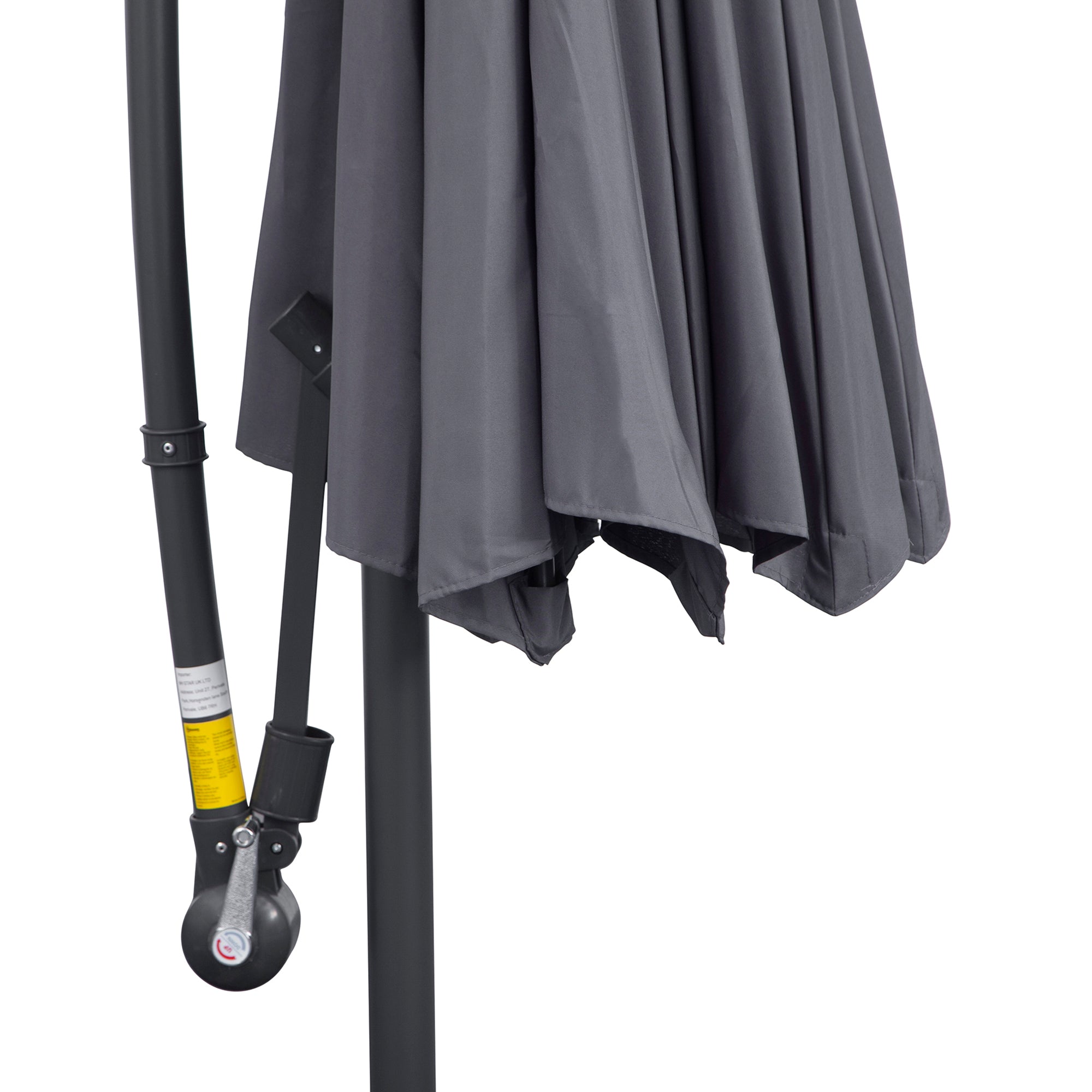 Outsunny Banana Hanging Rattan Umbrella Set: 10ft Cantilever Patio Sun Parasol with Base, Grey 