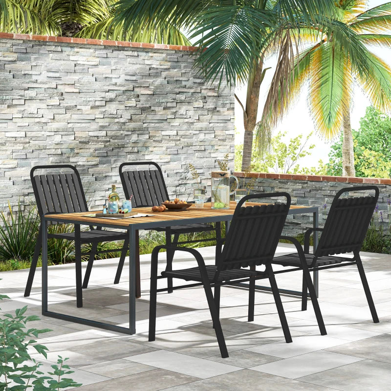 Stackable Outdoor Dining Chairs Set of 4, for Patio, Balcony, Deck, Garden, Black