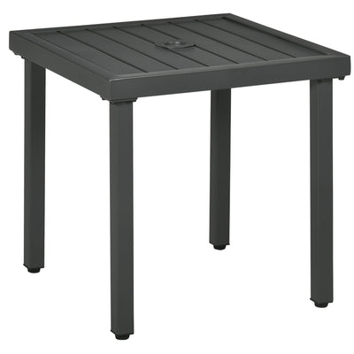 Outsunny Patio Side Table with Umbrella Hole Steel Frame Small Coffee Table Gray 