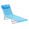 Outsunny Serene Serenity: Folding Reclining Chair, Portable Garden Chaise Lounge with Pillow for Outdoor Camping, Beach, Blue Finish