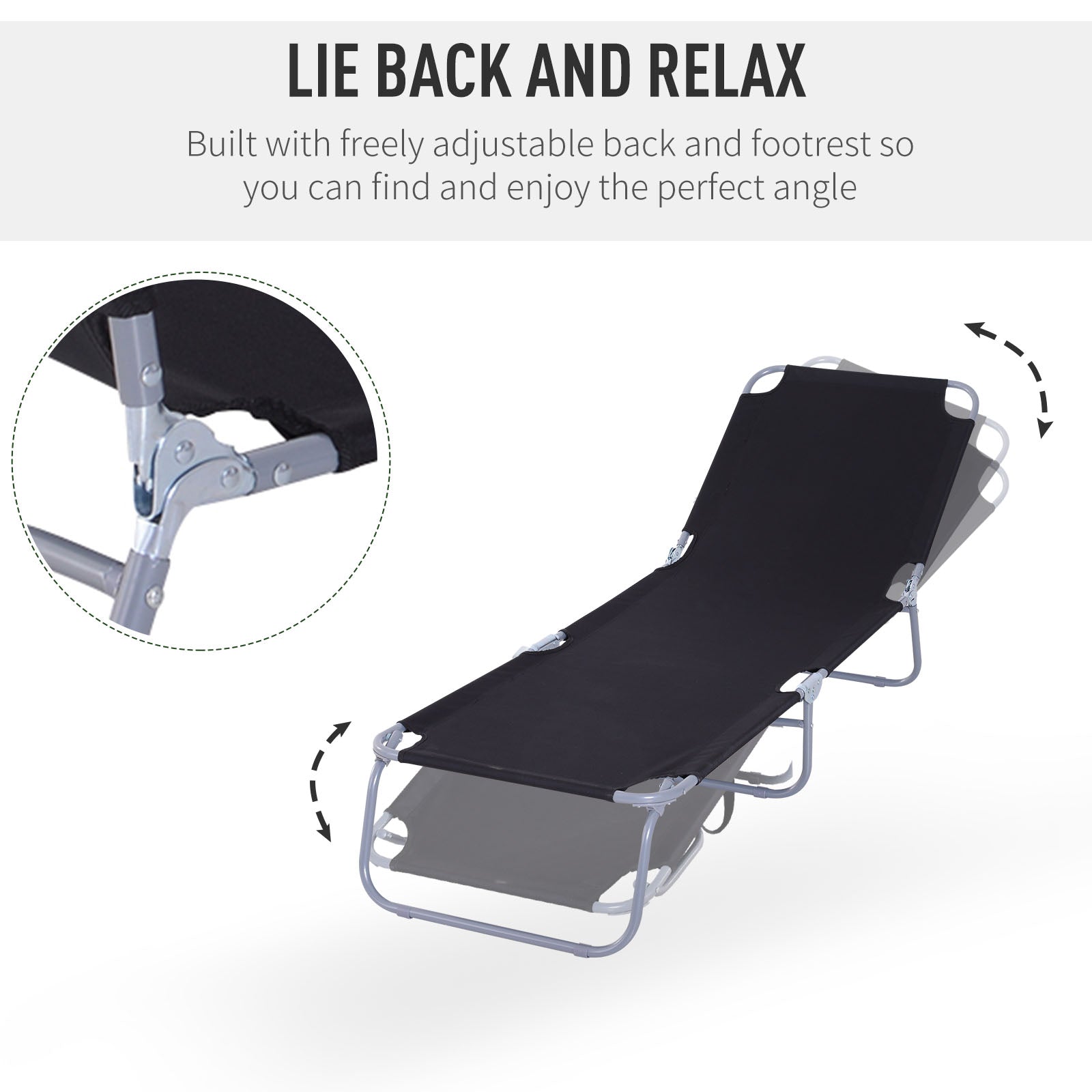Outsunny Breathable Bliss: Adjustable Folding Chaise Lounge, Reclining Mesh Patio Chair in Black for Outdoor Comfort 
