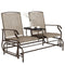 Patio Glider Rocking Chair 2 Person Outdoor Loveseat Rocker Garden Furniture Bench, Flaxen