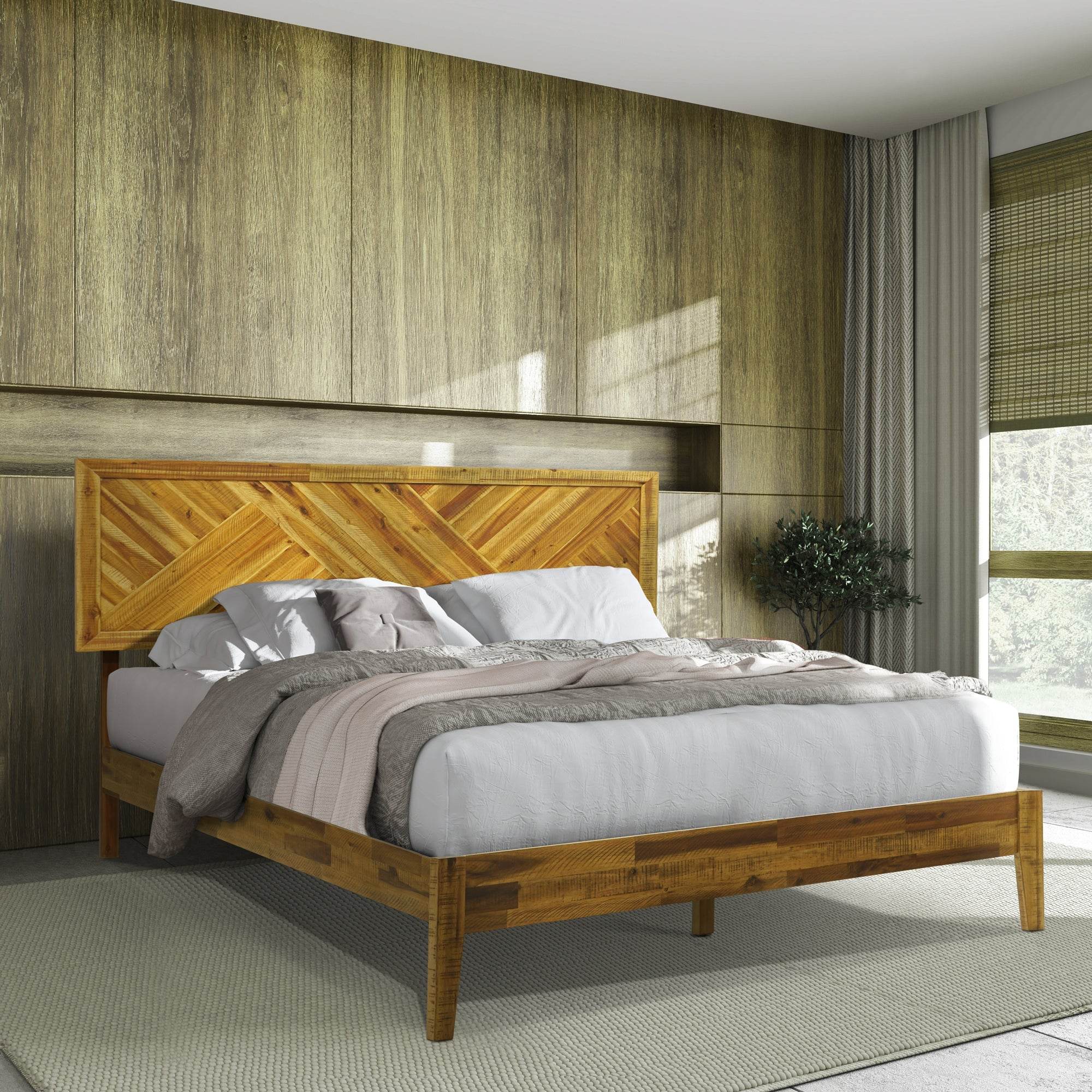 Sierra Deluxe Wood Platform Bed Frame 