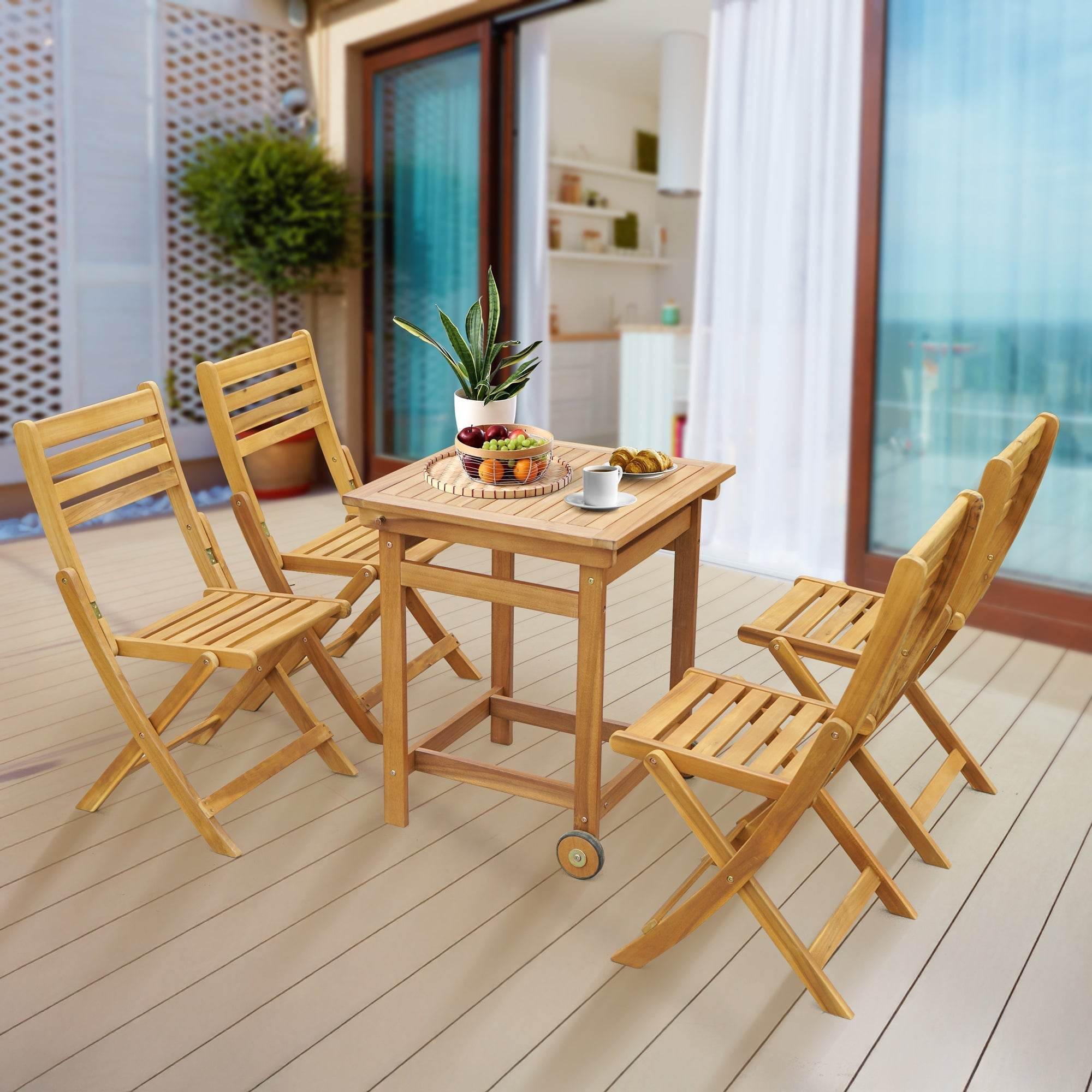 Tranquillo Anya Acacia Wood Folding Chairs Set of 2 