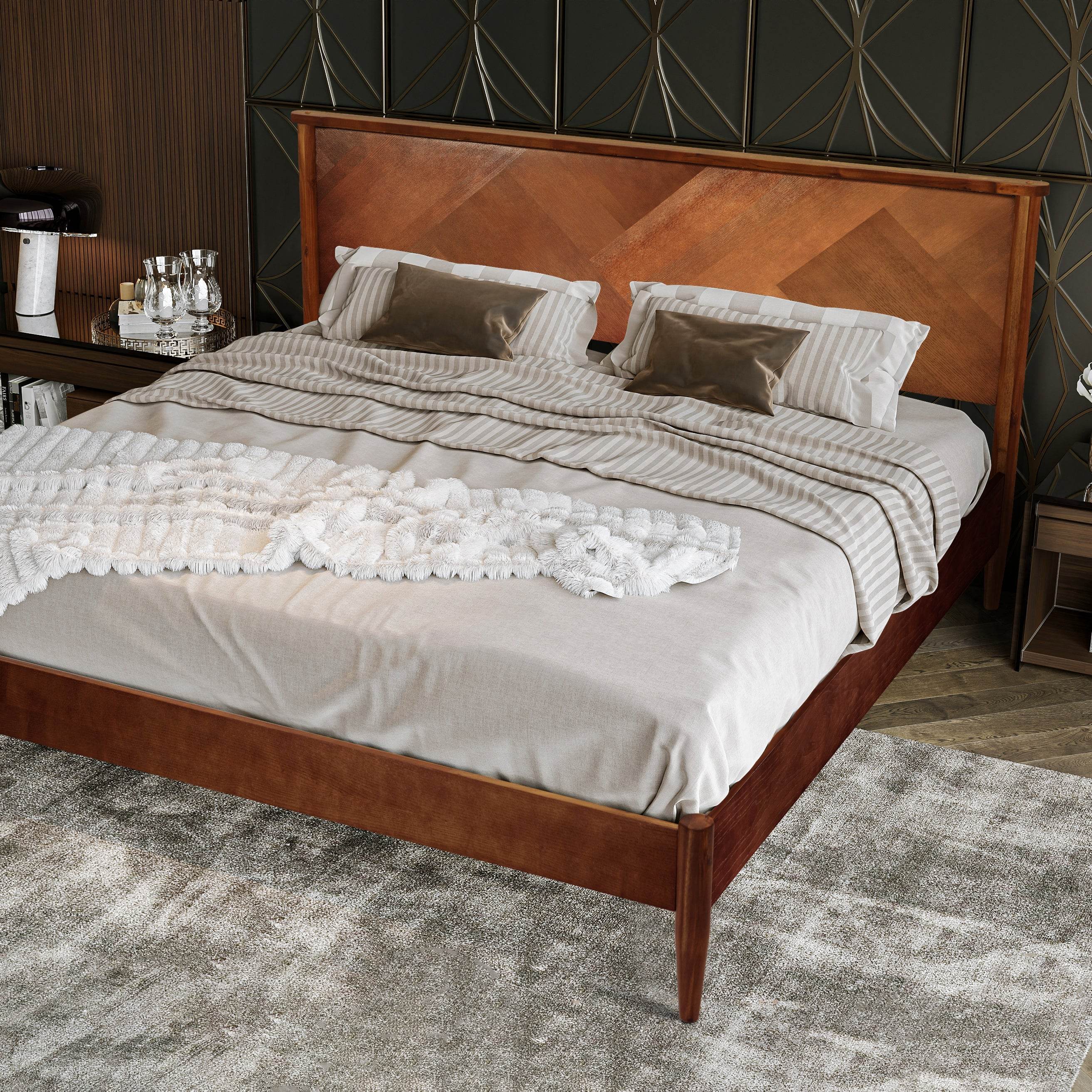 Panthera Platform Bed Frame With Headboard 
