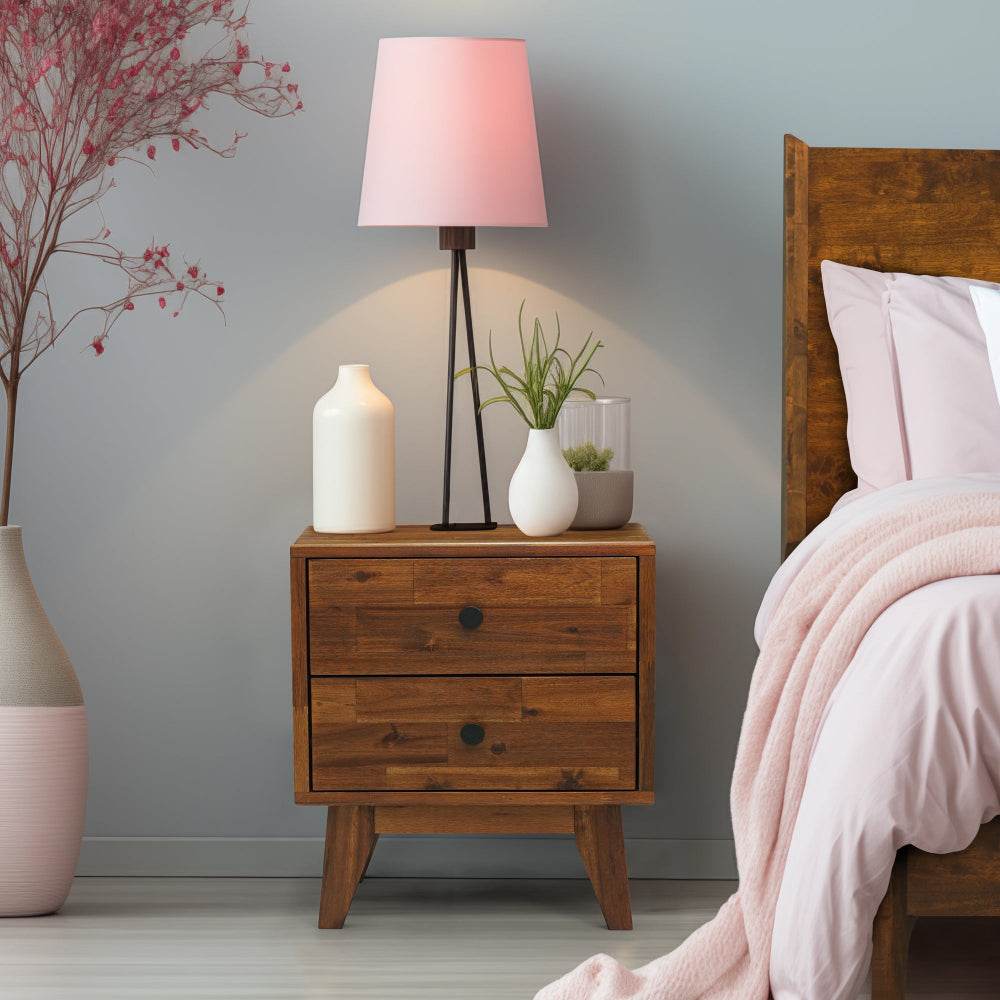 Silvia 2-Drawer Solid Wood Nightstand 