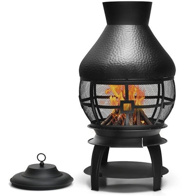 Black Rustic Iron Wood Burning Chiminea Fire Pit - Free Shipping 