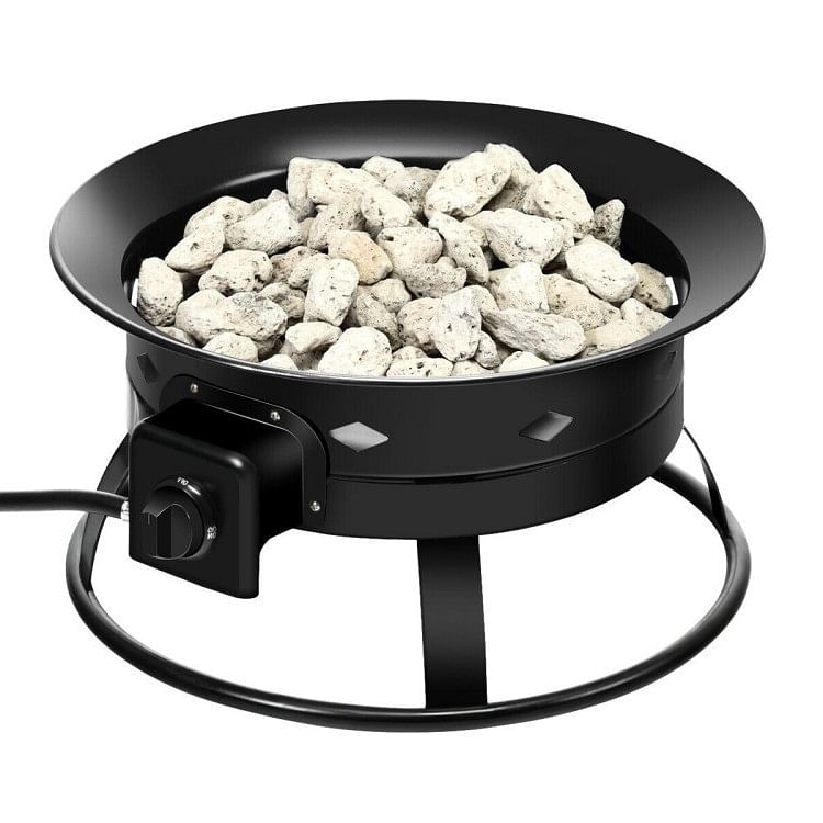 Portable Outdoor Black Metal Propane Fire Pit with Cover and Carry Kit - Free Shipping 