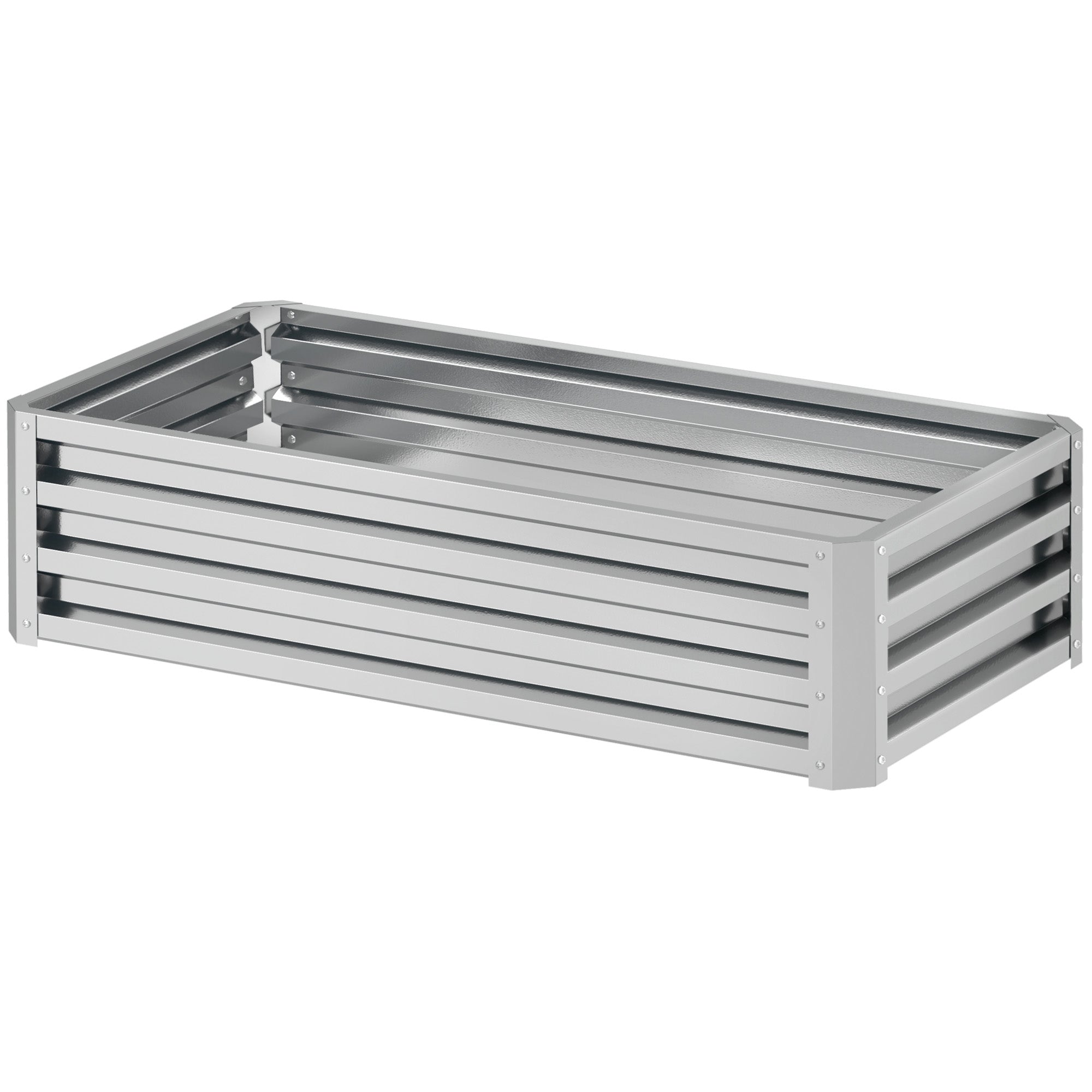 Outsunny Galvanized Raised Garden Bed, Outdoor Planter Box for Vegetables, Flowers, Herbs, 4' x 2' x 1', Silver 