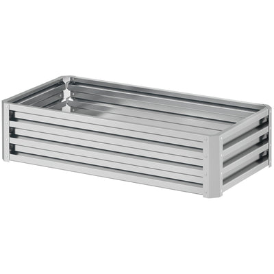 Outsunny Galvanized Raised Garden Bed, Outdoor Planter Box for Vegetables, Flowers, Herbs, 4' x 2' x 1', Silver 