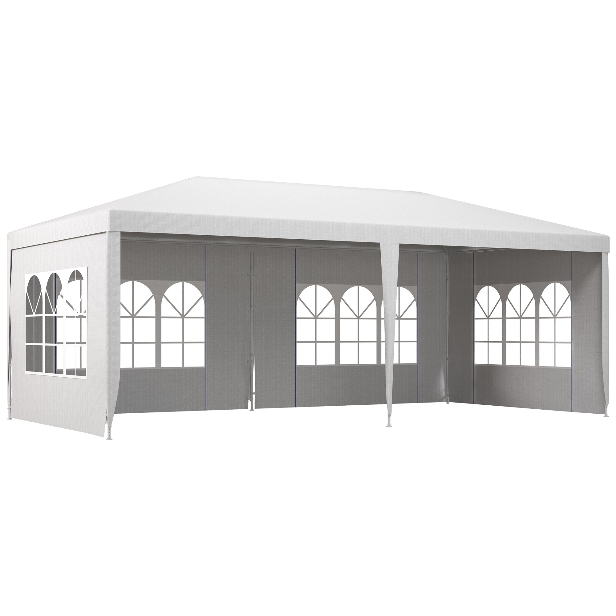 Outsunny Party Tent 10'x20' Portable Wedding Gazebo Canopy 4 Sidewalls White 