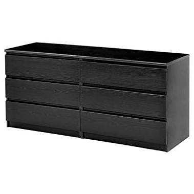 Modern 6 Drawer Double Dresser in Black Woodgrain Finish - Free Shipping