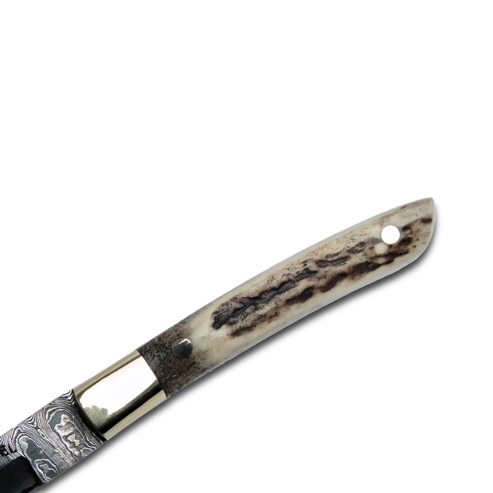 AKARI Skinner Knife 3.5 inch with Stag Horn Handle and Original Leather Sheath 