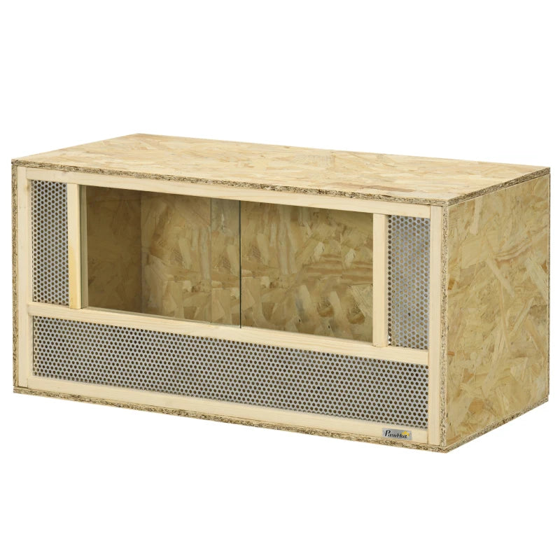 Wooden Reptile Terrarium with Sliding Door for Chameleon, Lizard, Snake, Frog, Turtle, 31.5" x 15.7" x 15.7"