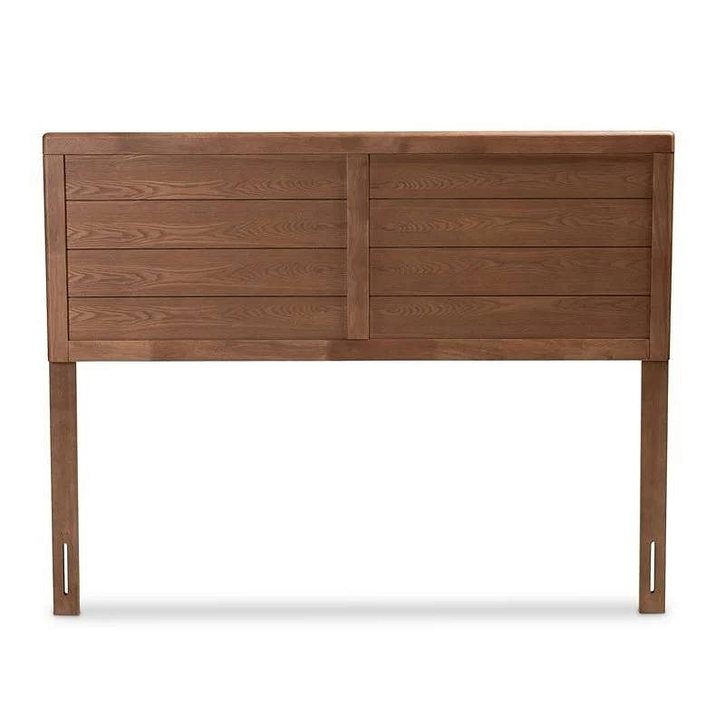 Full size Farmhouse Headboard in Rustic Brown Walnut Wood Finish - Free Shipping