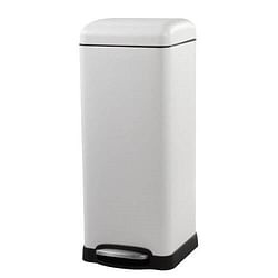 8-Gallon Retro Stainless Steel Step-On Trash Can in White Finish - Free Shipping