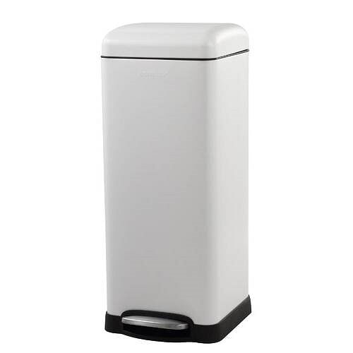 8-Gallon Retro Stainless Steel Step-On Trash Can in White Finish - Free Shipping