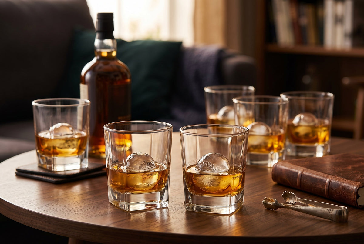 Whiskey Glasses, Set of 6, 310 ml (10.5 oz) Square Rocks Glasses – Carre