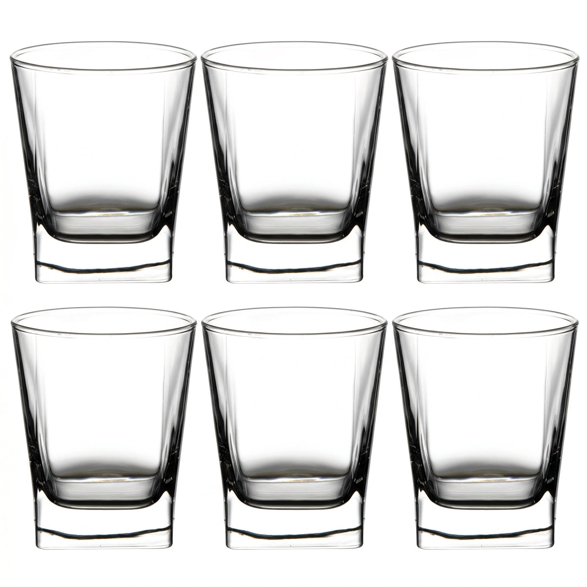 Whiskey Glasses, Set of 6, 310 ml (10.5 oz) Square Rocks Glasses – Carre