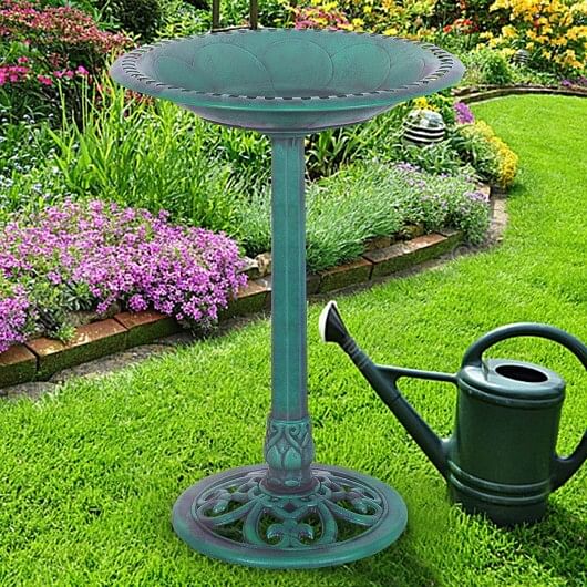 Outdoor Garden Green Pedestal Bird Bath Feeder - Free Shipping