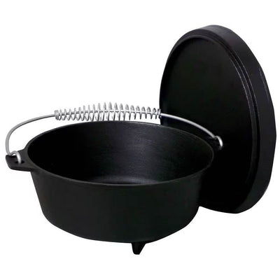 2-Gallon Seasoned Cast Iron Dutch Oven with Lid and Spiral Metal Handle - Free Shipping 