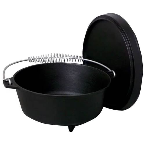 2-Gallon Seasoned Cast Iron Dutch Oven with Lid and Spiral Metal Handle - Free Shipping