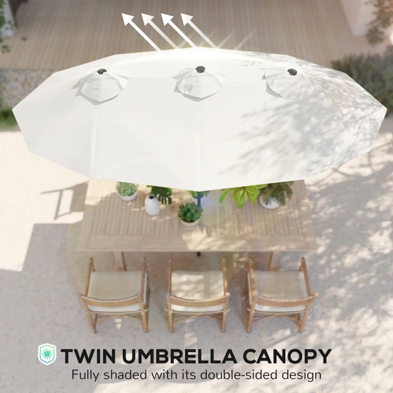 9.7' Double-sided Outdoor Patio Umbrella with Tilt, Crank and Vents, Cream White