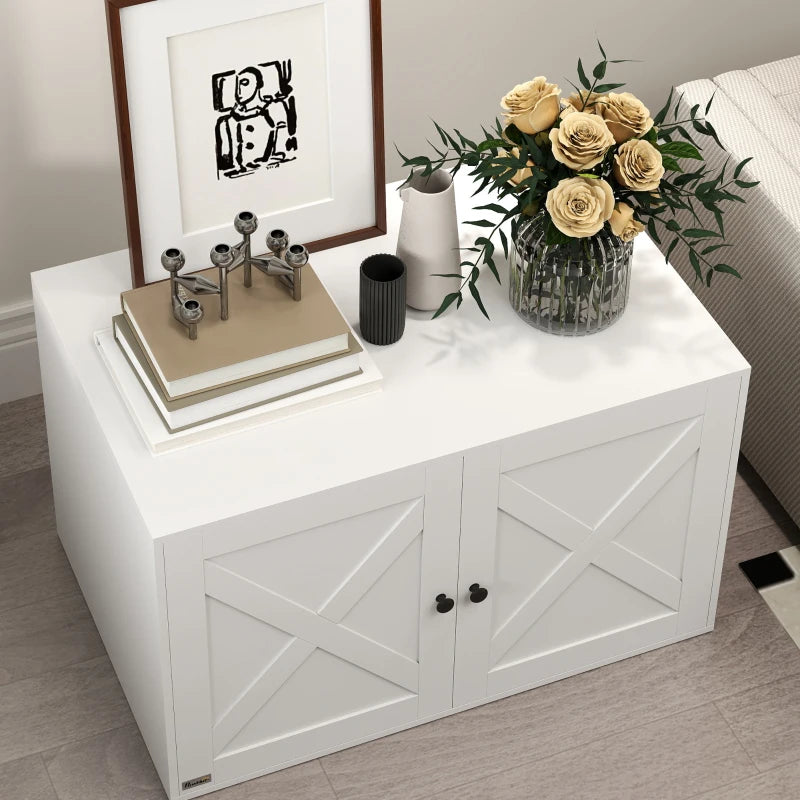 Cat Litter Box Enclosure with Double Doors, Handles, Fit Most of Cat and Litter Box, 31.5" x 21" x 20", White