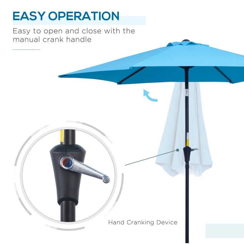 8.5' Round Aluminum Patio Umbrella Garden Parasol Market Sunshade Tilt Canopy w/ 6 Ribs, Crank Handle, Blue
