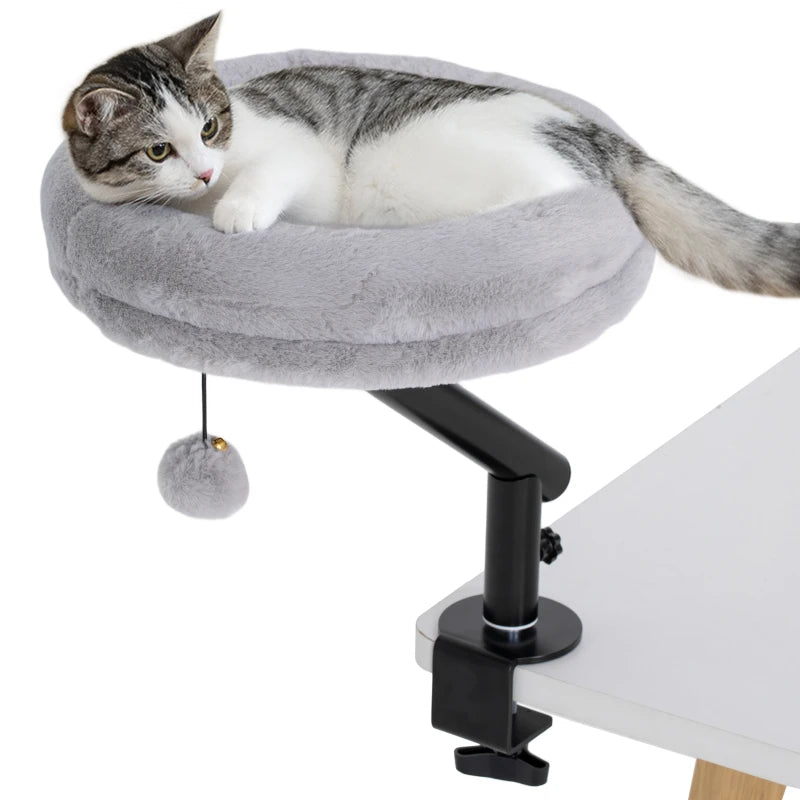 Cat Desk Bed 360° Rotatable Adjustable Height for Home Office Work Window