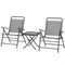 Outsunny Folding Bistro Set, Small Patio Set with Back Adjustable Chairs and Glass Top Table for Garden, Balcony, Porch, Grey