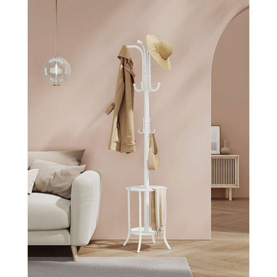 Heavy Duty White Metal Coat Rack with Umbrella Holder - Free Shipping 