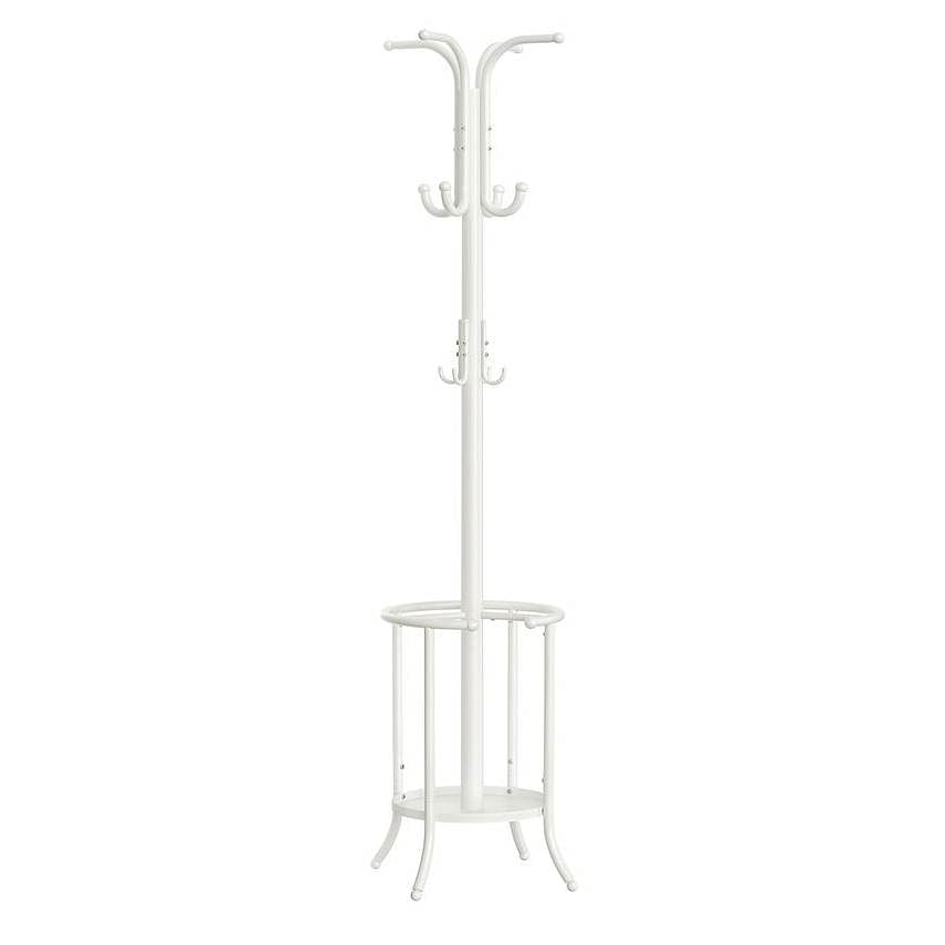 Heavy Duty White Metal Coat Rack with Umbrella Holder - Free Shipping