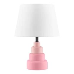 Small Pink Desk Light Table Lamp with White Fabric Shade for Bedside Nightstand - Free Shipping