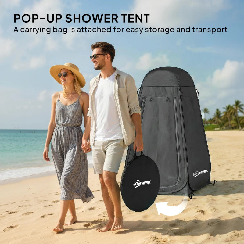 Pop Up Shower Tent, Portable Privacy Room for Outdoor Changing, Dressing, Fishing Storage with Carrying Bag, Black