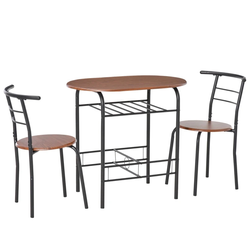 Dining Table Set of 3, 31.5" Kitchen Table and Chairs Set for 2 with Shelf, for Small Space, Dining Room, Living Room