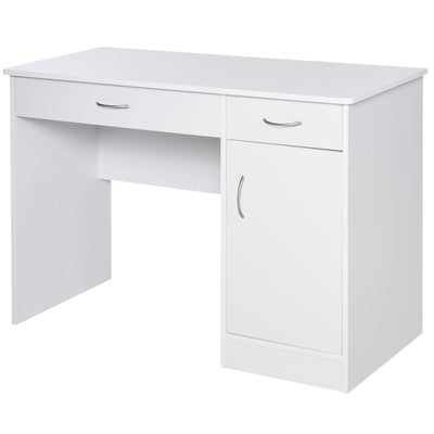 HOMCOM White Writing Desk with Drawers & Locker for Home Office Study Workstation Table 