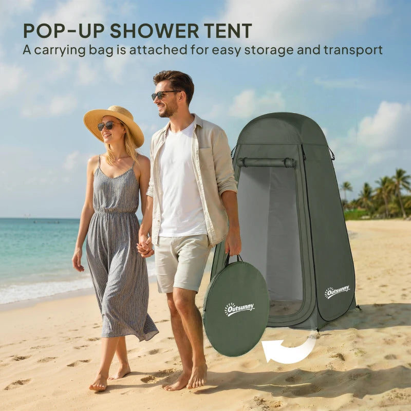 Pop Up Shower Tent, Portable Privacy Room for Outdoor Changing, Dressing, Fishing Storage with Carrying Bag, Green