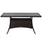 Outsunny Patio Rattan Dining Table with Glass Top Storage Shelf Yard Furniture 59