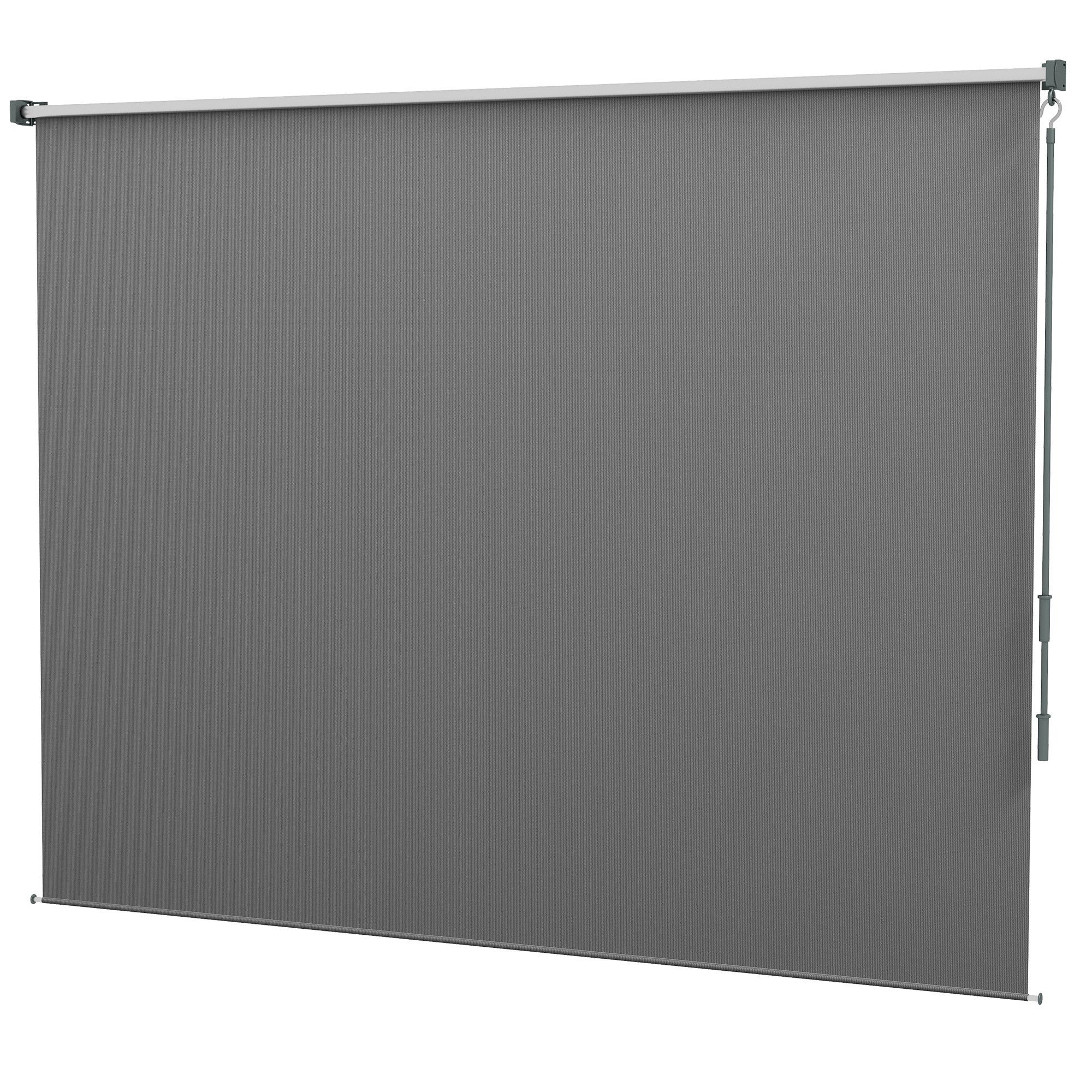 Outsunny 8x6 Patio Roller Shades, Outdoor Cordless Roll-Up Blinds for Porch & Gazebo, UV Protection, Light Grey 