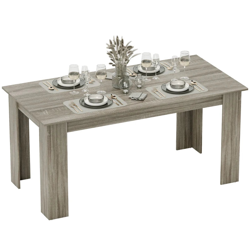 63" Kitchen Table for 4-6 People, Dining Table with Wood Effect for Dining Room, Grey
