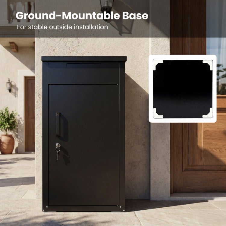 Package Delivery Box with Anti-Theft Board and Lockable Door-Black