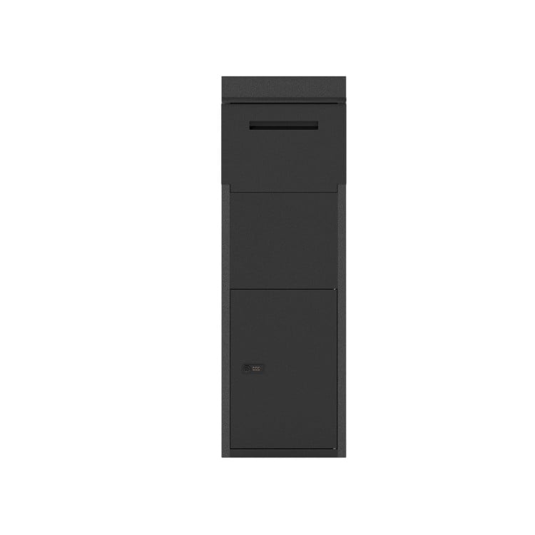 Package Delivery Box for Outside with Anti-Theft Baffle Sloped Roof-Black