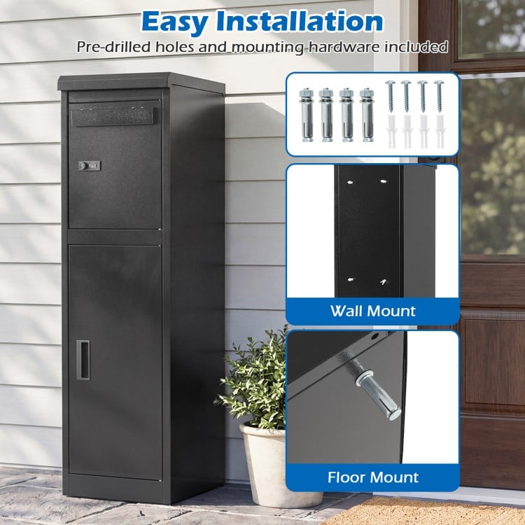 Package Delivery Box for Outside with Lockable Doors Coded Lock-Black